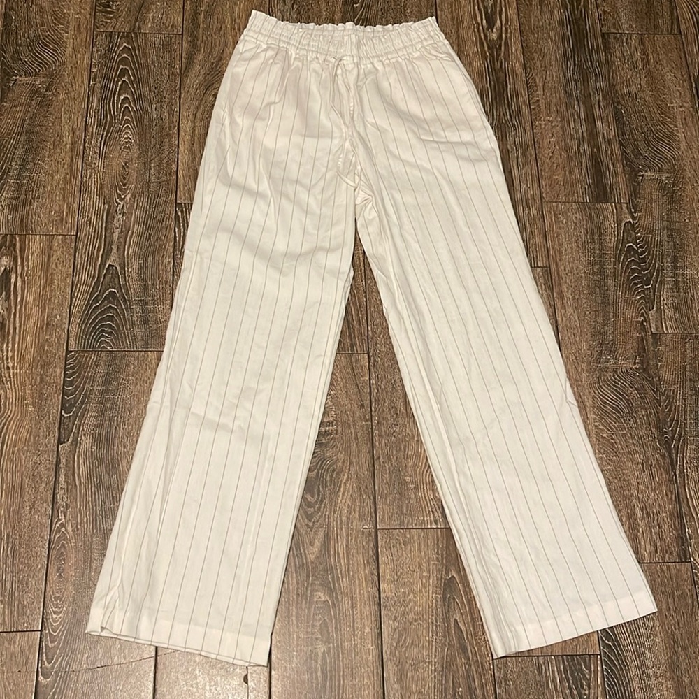White Pinstriped Beach Pant